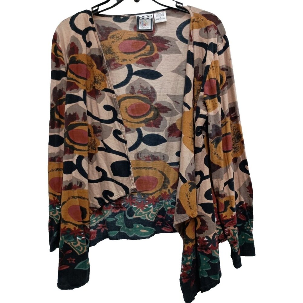 Take Two Wearable Art BOHO Cardigan Womens Medium‎ Abstract Floral Open Front